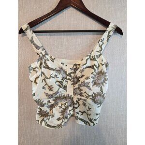 House Of Harlow Floral Print Cropped Top Snap Front Adjustable Straps Size S New